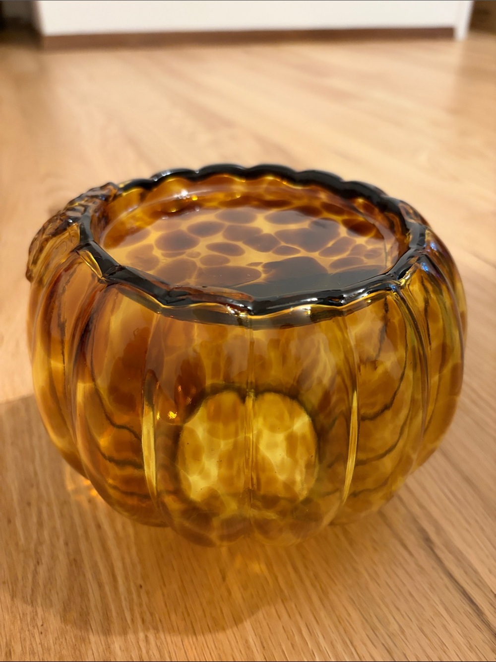 Bath & Body Works Glass Tortoise Shell Pumpkin Candle Holder - Picture 6 of 7